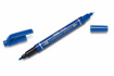 Маркер перманентный двухсторонний Pen Twin Tip New, синий, 0.3-0.6/0.8-1.2 мм